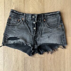 Levi's Black Jean Shorts Distressed Frayed Hem